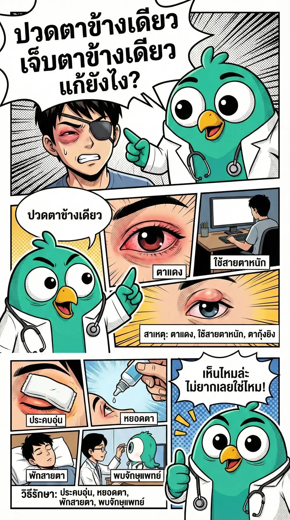 ปวดตาข้างเดียว เจ็บตาข้างเดียว แก้ยังไง? 1 เจ็บตาข้างเดียว