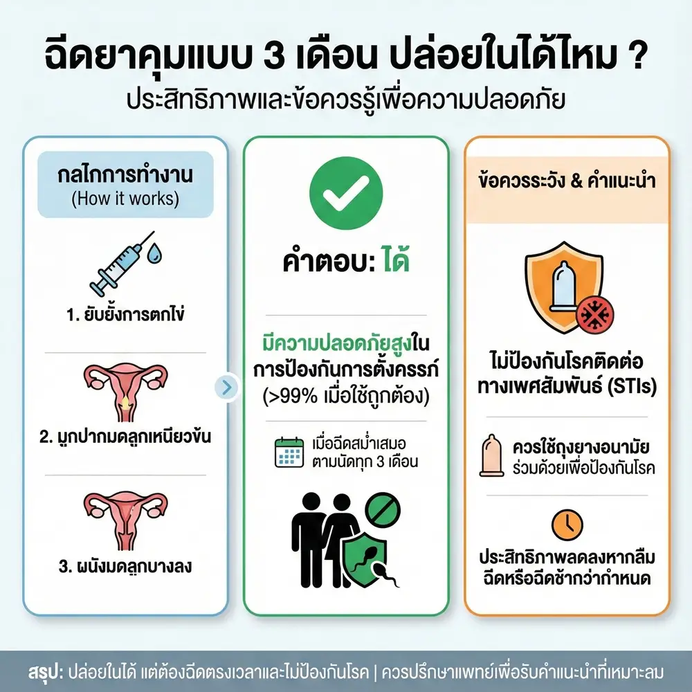 ฉีดยาคุมแบบ 3 เดือน ปล่อยในได้ไหม ? 1 ฉีดยาคุม 3 เดือน