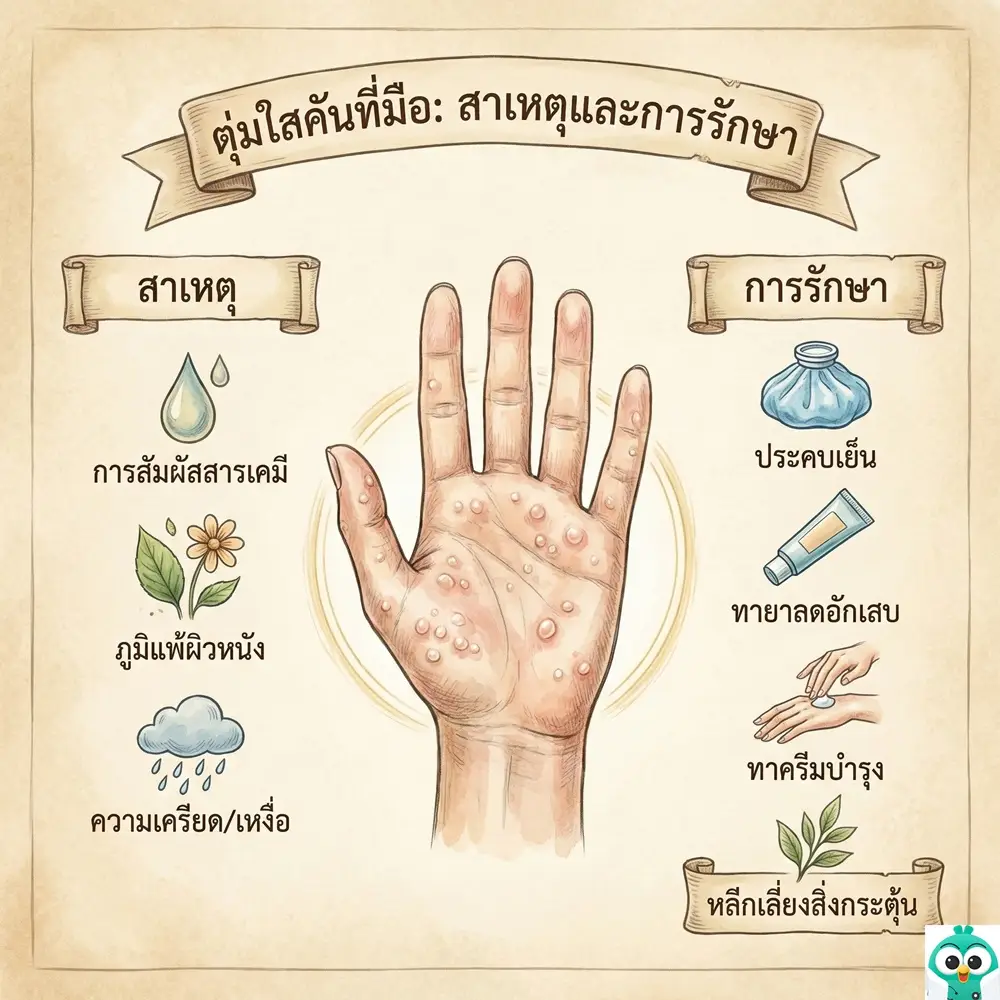 เป็นตุ่มใสๆ ที่มือ มีอาการคัน เกิดจากอะไร รักษาอย่างไร ? 1 ตุ่มใสๆ