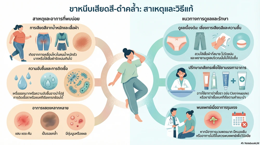 ขาหนีบเสียดสี ขาหนีบดำ มีวิธีแก้ไขอย่างไร ? 1 ขาหนีบเสียดสี