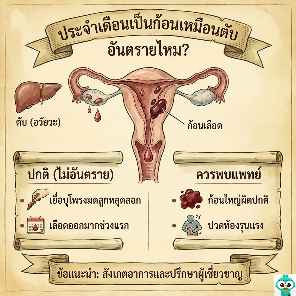 ประจำเดือนเป็นก้อน เหมือนตับ อันตรายไหม ? 1 ประจำเดือนเป็นก้อนเหมือนตับ