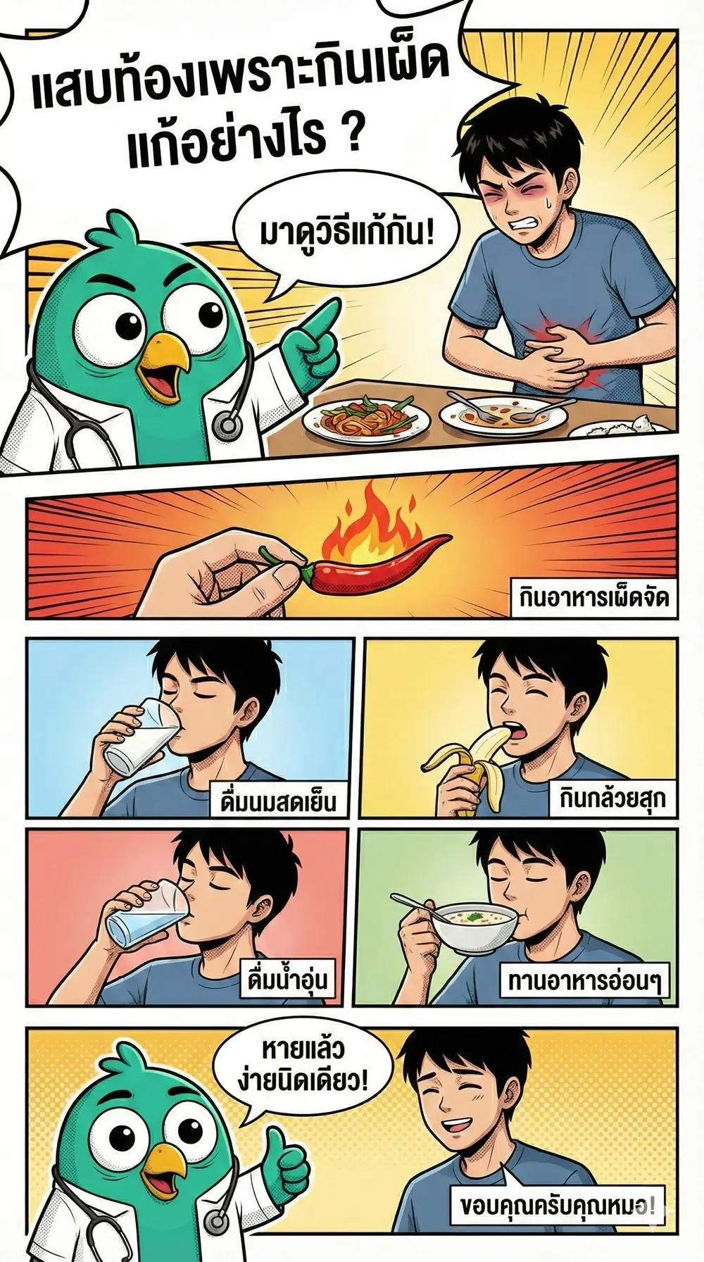 แสบท้องเพราะกินเผ็ด แก้อย่างไร ? 1 วิธีแก้ กินเผ็ด แสบท้อง