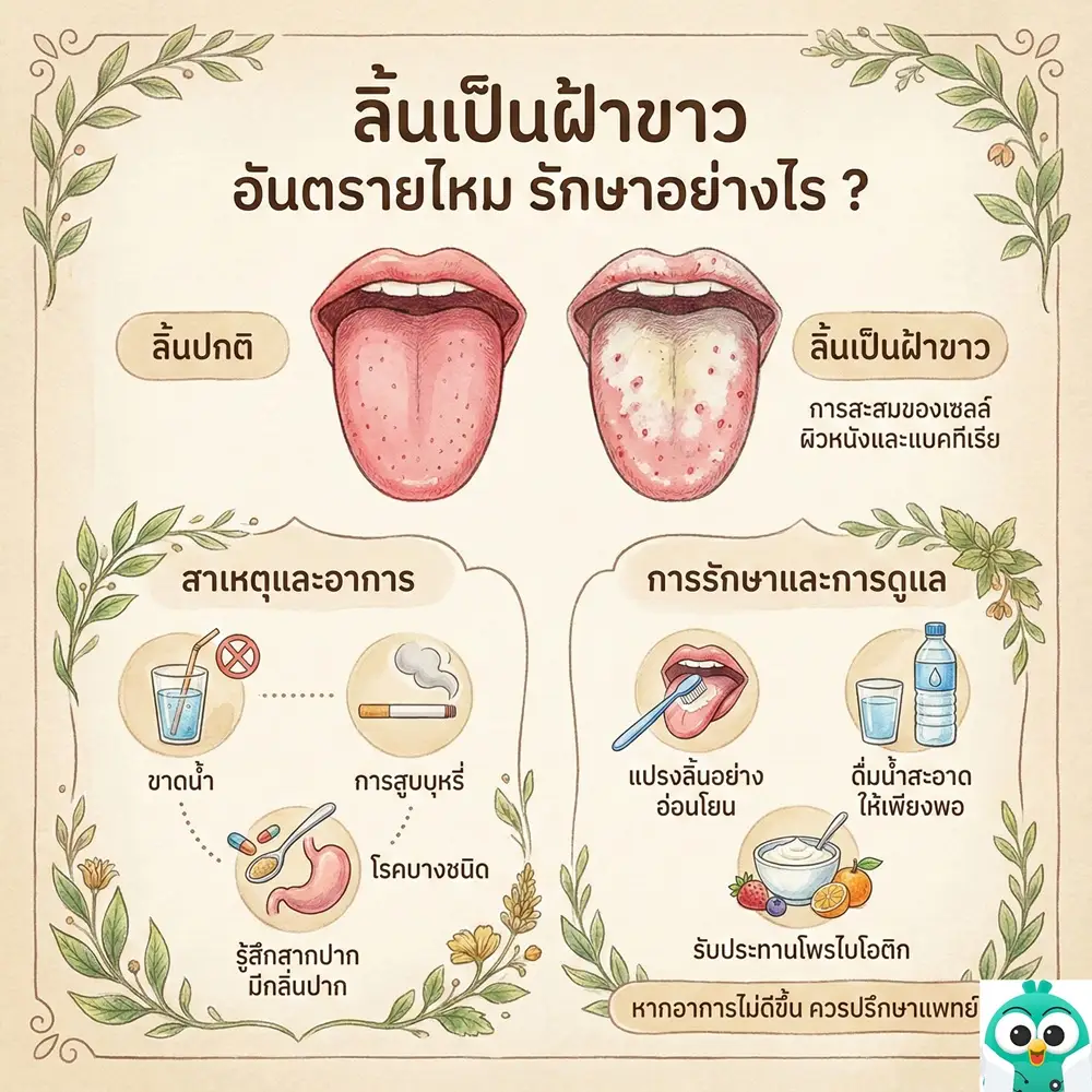 ลิ้นเป็นฝ้าขาว อันตรายไหม รักษาอย่างไร ? 1 ลิ้นเป็นฝ้าขาว