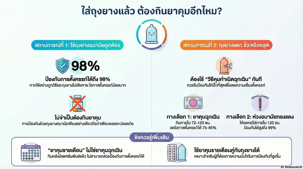 ใส่ถุงยางแล้วต้องกินยาคุมไหม ? 1 ใส่ถุงยางแล้วต้องกินยาคุมไหม ?