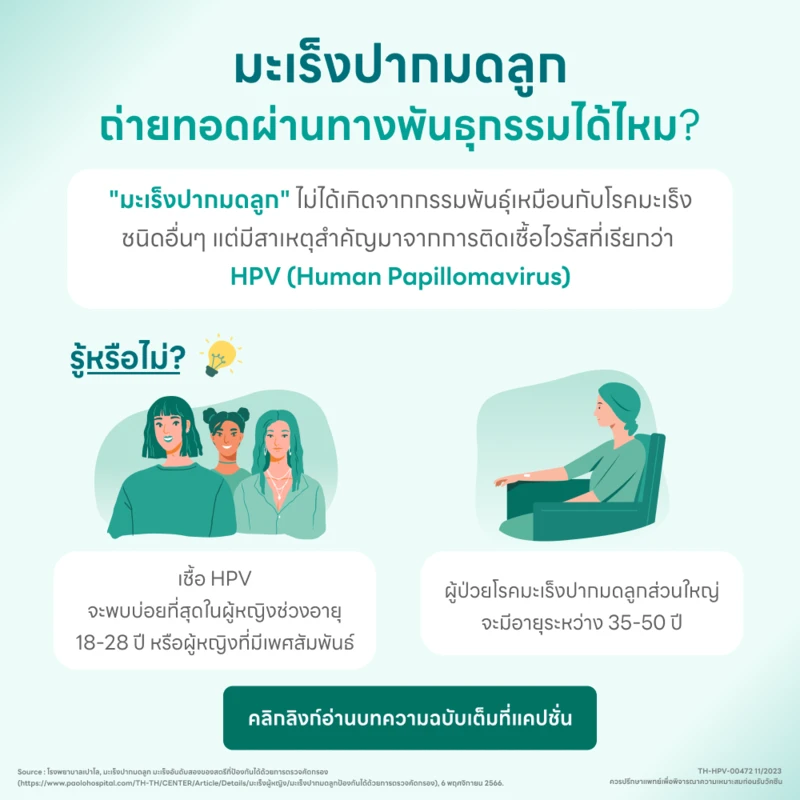 มะเร็งปากมดลูก ถ่ายทอดผ่านทางพันธุกรรมได้ไหม?