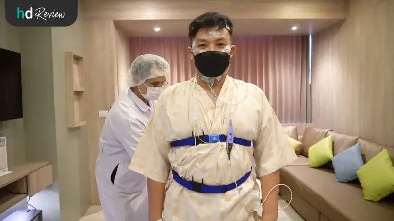 ภาพการติดตั้งอุปกรณ์การทำ Sleep Test ที่ โรงพยาบาลพญาไท 2