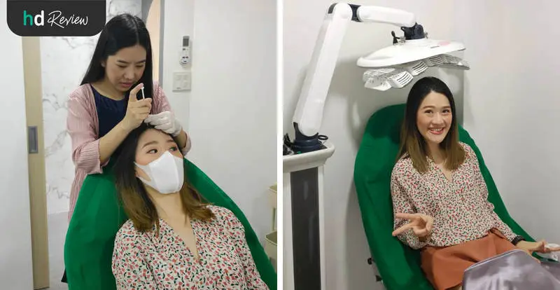 หยุดการจากลาของเส้นผมด้วยเลเซอร์ Hair Growth ที่ GROW & GLOW Clinic 10 ขั้นตอนการเลเซอร์กระตุ้นรากผม หยุดการผมร่วง ครั้งที่ 2 ที่ Grow & Glow Clinic