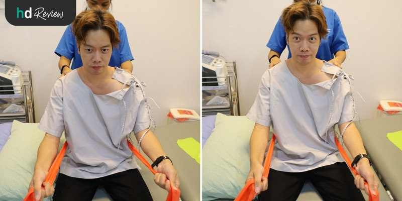 ภาพขั้นตอนการยืดกล้ามเนื้อเพื่อลดความตึง