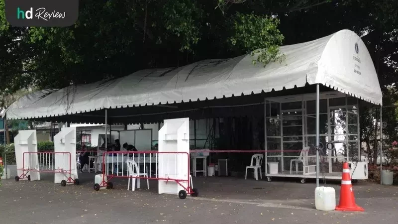 จุดตรวจโควิด ก่อนไปปฏิบัติธรรม ที่ รพ.ปิยะเวท