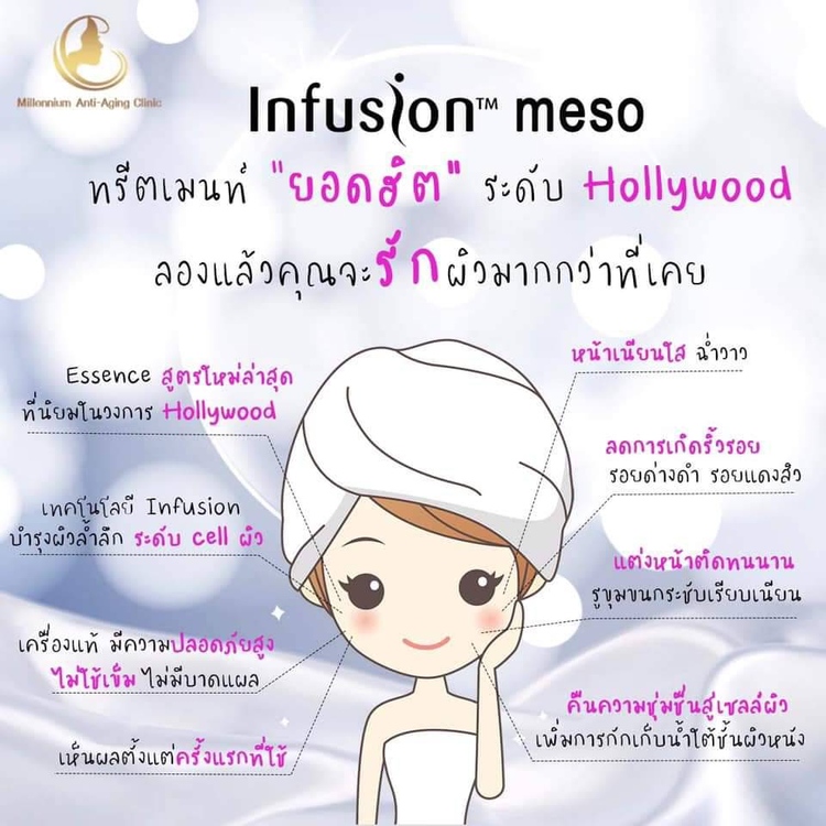 ทำทรีตเมนต์โดยใช้เครื่องผลักวิตามินนวดเอสเซนส์จากสเปน ให้ผิวหน้าดูฉ่ำวาวขึ้น 1 ครั้ง ที่ Millennium Anti Aging Clinic